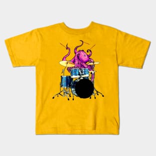 Drummer giant octopus Sticker Kids T-Shirt